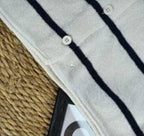 Women’s Knit Button Cardigan with Striped Short Sleeves