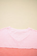 Green Flower Patched Exposed Seam 3/4 Sleeve top