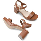 Dream Pairs Womens 8 Chestnut Brown Faux Leather 3" Block Heel Platform Sandals