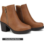 Dream Pairs Womens Size 8 Brown 3" Block Heel Zoey Platform Ankle Boots Booties