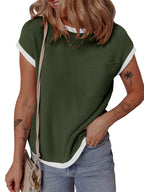 Contrast Trim Round Neck Short Sleeve T-Shirt