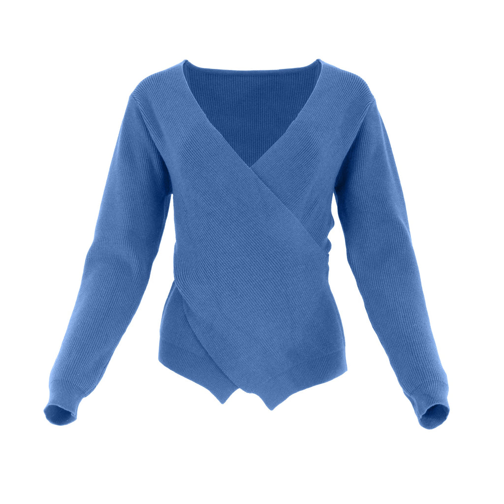 FAUX WRAP SWEATER