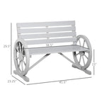 41" Wooden Wagon Wheel Bench Rustic Outdoor Patio Weather Resistance Furniture 2-Person Slatted Seat Bench with Backrest Light Gray