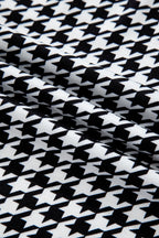 Black Houndstooth Print Open Front Long Dolman Kimonos