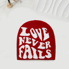 Knitted Jacquard Hat One-size Fits All Beanie Cold Weather Hat Letter Jacquard