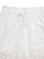 Lace Trim Drawstring Waist Shorts