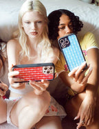 Gingham Hearts | Blue iPhone Case