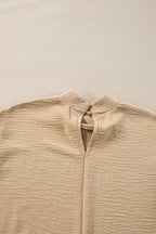 Gossamer Pink Swiss Dot Balloon Sleeve Loose Blouse