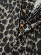 Leopard Print High Waist Barrel Jeans