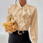 Women’s Ruffled Collared Blouse | Long Sleeve Dressy Work Top