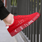 Love Print Canvas Shoes Women Men Flats Lace-up Casual Shoes Lover Sports Shoes Valentines Day