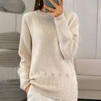 Women's Solid Color 3D Floral Embroidered Sweater