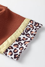 Clay Leopard Detail Loose Bracelet Sleeve Top