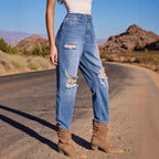 Elastic Washed Jeans From Europe And The US