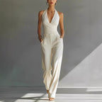 Women’s One-piece Trousers Lace Backless Deep V – High-Waisted Casual Outfit