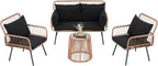 Stylish Four Piece Outdoor Wicker Patio Furniture Set