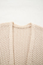 Parchment Color Block Crochet Open Front Plus Size Cardigan