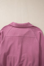 Smoke Green Quarter Zip Stand Neck Kangaroo Pocket Sweatshirt