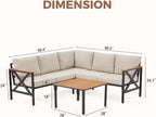 L Shape Metal Patio Furniture Set with Cushions