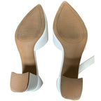 Mysoft Womens Size 10W White Faux Leather Pointy Toe 3" Heel Ankle Strap Shoes
