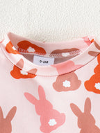 Children's Bunny Print Short Sleeve Top and Shorts Set