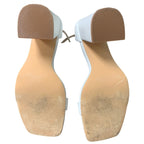 Idifu Womens Size 9 White Faux Leather 4" Block Heel Open Toe Ankle Strap Shoes