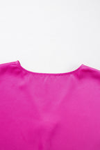 Bright Pink Silky V Neck Dolman Blouse