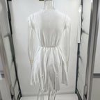 Women’s V‑Neck Short‑Sleeve Dress with Lace Trim