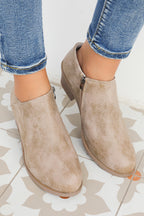 Coffee Suede Casual Ankle Boots