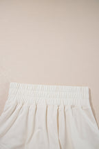 Beige 2pcs Cropped Tee and Ruffle High Waist Skort Set