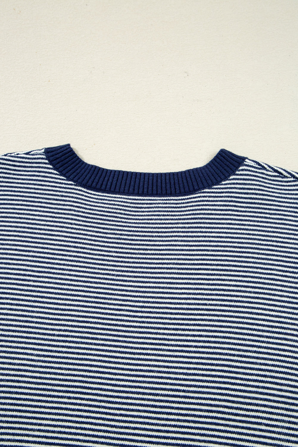 Blue Striped Colorblock Patchwork Dolman Oversize Tunic Sweater