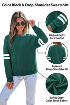 Sky Blue Varsity Striped Detail Drop Shoulder Oversized Sweatshirt