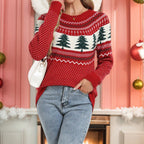 Women's Casual Pine Pattern Sweater