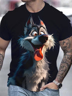 Men's 3D Wolf Print T-shirt - Casual Round Neck