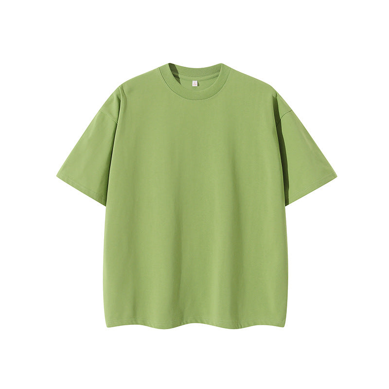 Double Yarn Short Sleeve Sweat-absorbing Cotton T-shirt Top