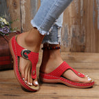 European And American Fashion Wedge Heels Retro Flip Flops Beach Slippers