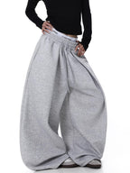 Embroidered Pleated Drawstring Sweatpants For Women Loose Straight Fit