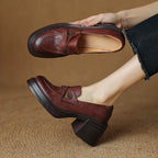 Vintage Chunky Heel Slip-On Dress Shoes