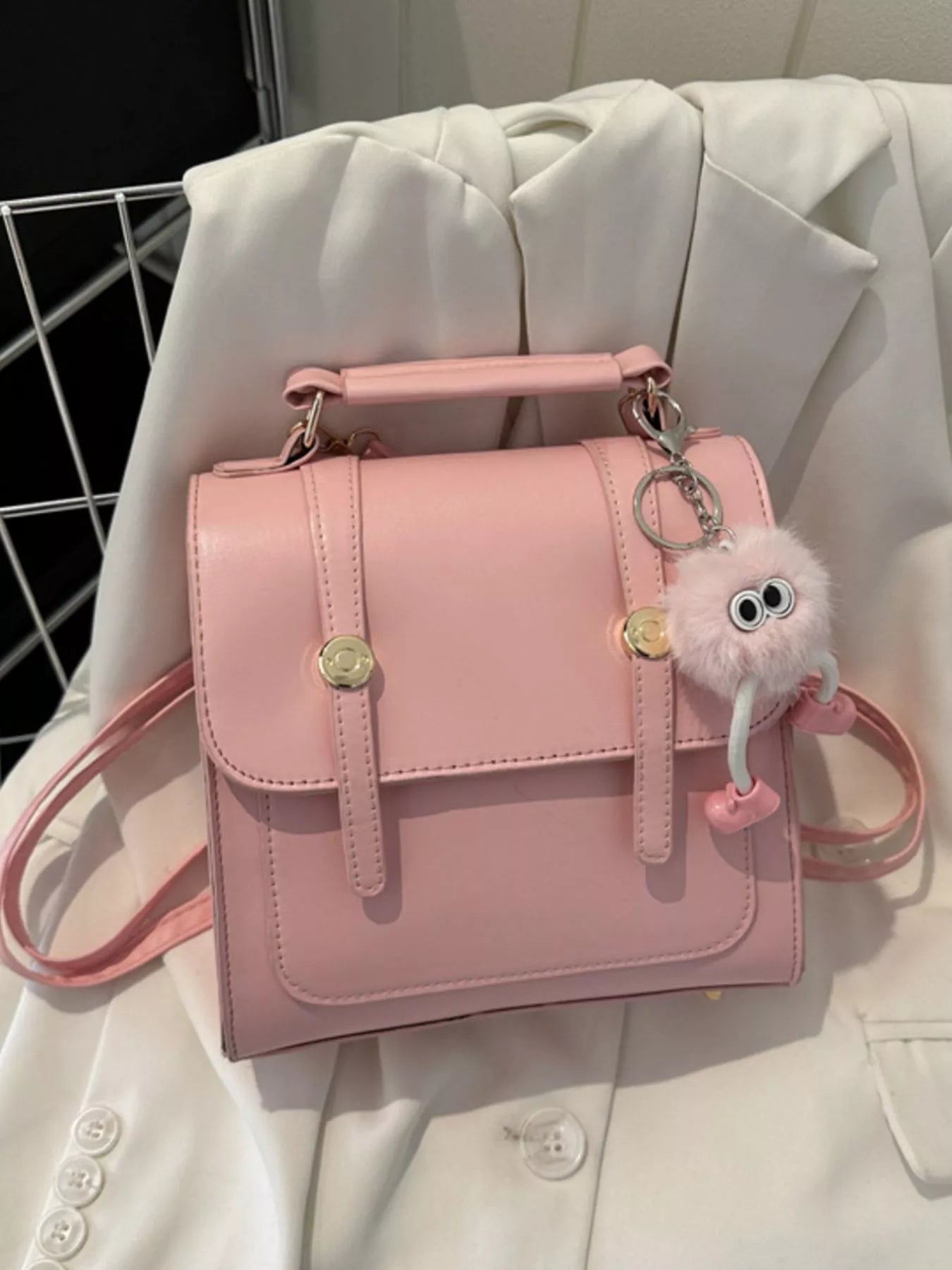 PU Leather Flap Backpack Bag