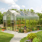[08X12FT] Heavy-Duty Polycarbonate Outdoor Greenhouse With Aluminum Frame And Sliding Doors (SAK90426)