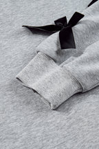 Light Grey Bowknot Long Sleeve Round Neck Sweatshirt