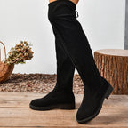 Women’s Elastic Knee-High Boots – Thick Sole Solid Color Fashion Boots