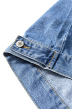 Blue Stripe Washed Oversized Pocketed Denim Jacket