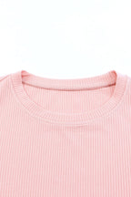 Black Dotty Layered Ruffle Sleeve Casual Ribbed Knit Top