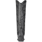 New IUV Womens 10 Black Faux Leather 2.25" Heel Knee High Cowboy Boots w Flaw
