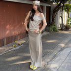 Women's Off-Shoulder Vest & Skirt Two-Piece Set
