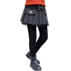 Thickened Fleece-Lined Base Leggings With Beaded Bow In Two Colors