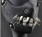 Skull Riding Leather Black Half Face Mask