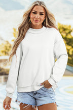 Racing Red Oversize Drop Shoulder Reversible Mock Neck Sweatshirt