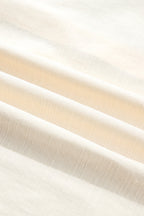Beige Contrast Color Trim Button Down Long Puff Sleeve Shirt